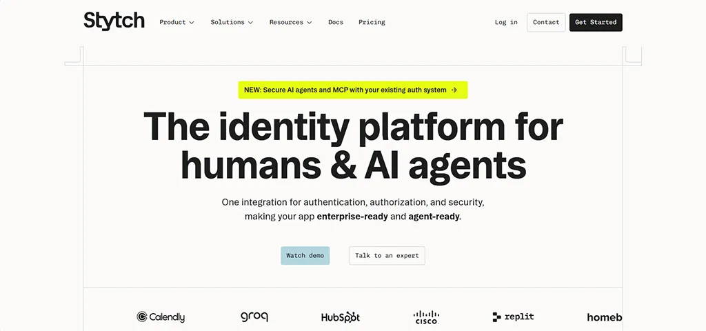 SaaS landing page example — Stytch.
