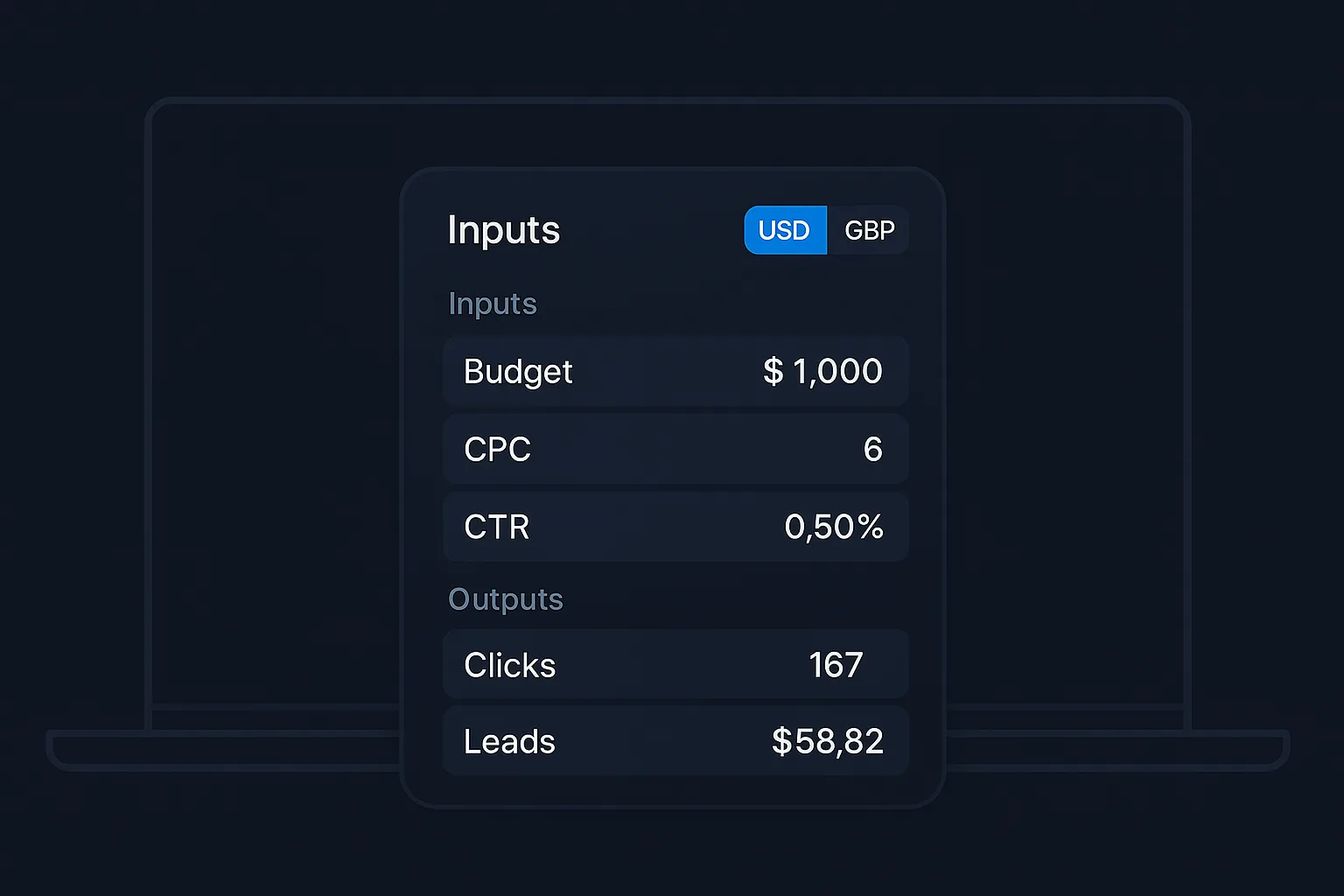 Card grid hero for linkedin ads for startups test plan (blue badges CTR, CPL)